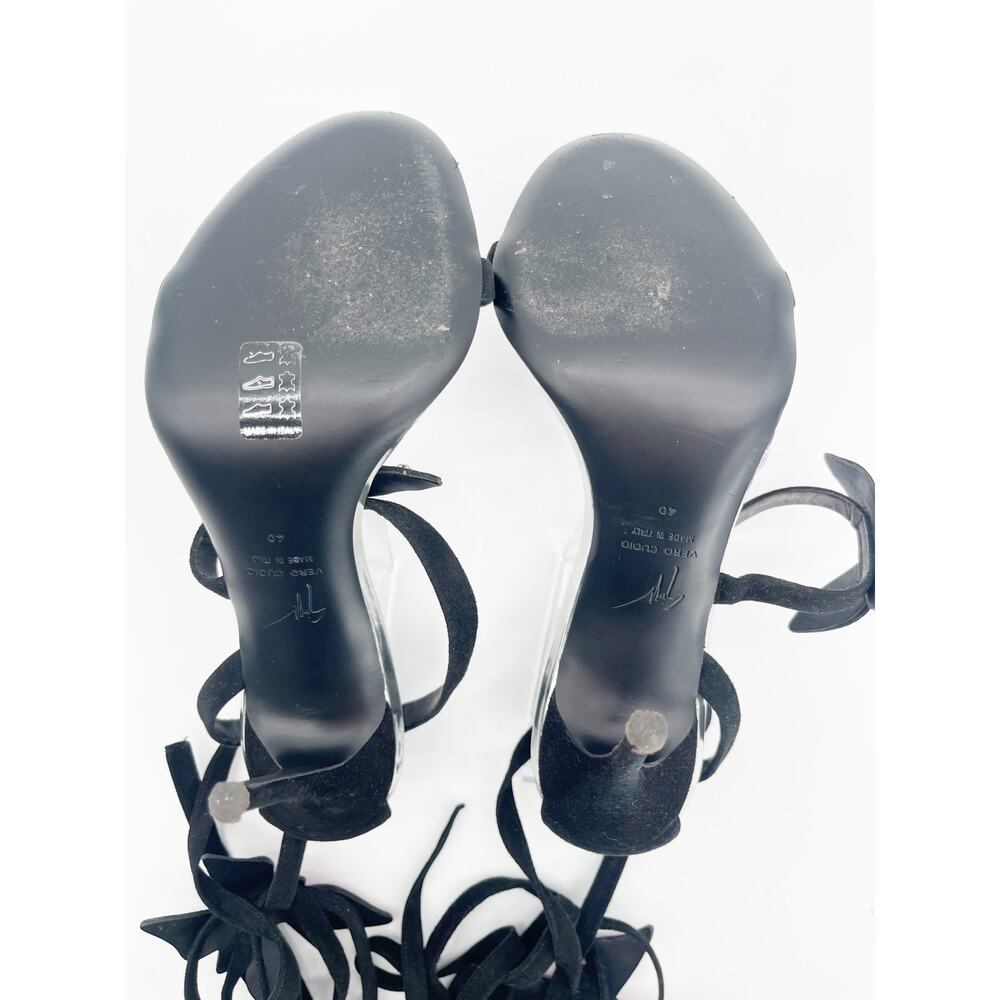 Giuseppe Zanotti Estelle Black Suede Butterfly Crystal Lace Up Sandals IT 40 - Picture 10 of 11